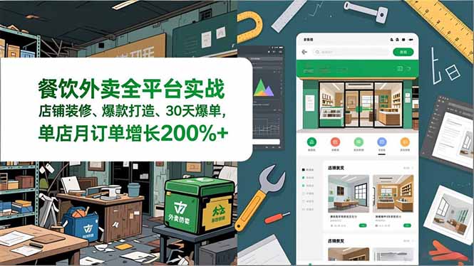 餐饮外卖全平台实战，店铺装修、爆款打造、30天爆单，手把手教学，单店月订单增长200%+-云创网