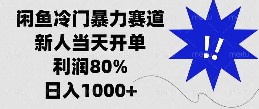 闲鱼冷门暴力赛道，新人当天开单，利润80%，日入1000+-云创网