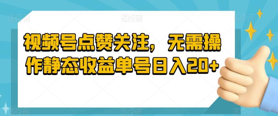 视频号点赞关注，无需操作静态收益单号日入20+-云创网