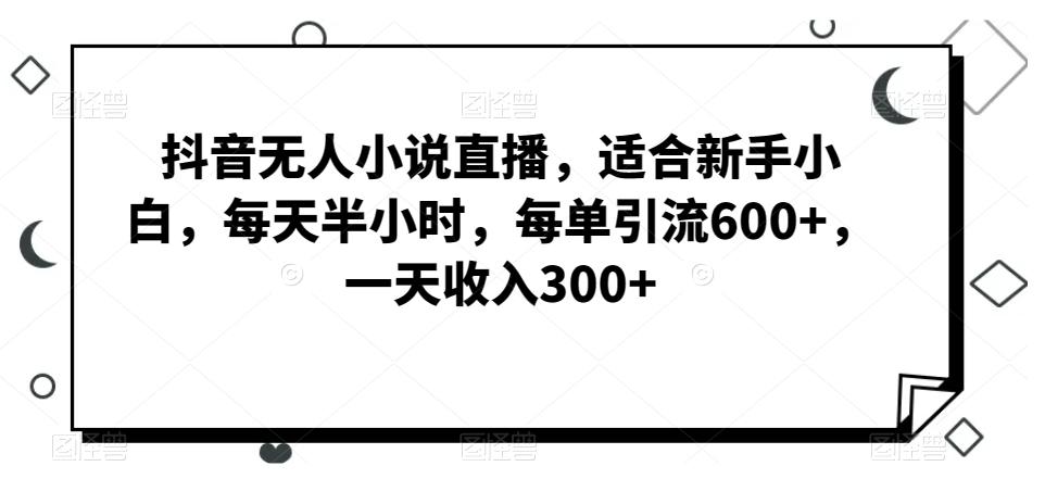 抖音无人小说直播，适合新手小白，每天半小时，每单引流600+，一天收入300+-云创网