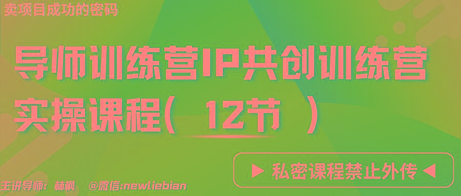 导师训练营3.0IP共创训练营私密实操课程(12节)-卖项目的密码成功秘诀-云创网