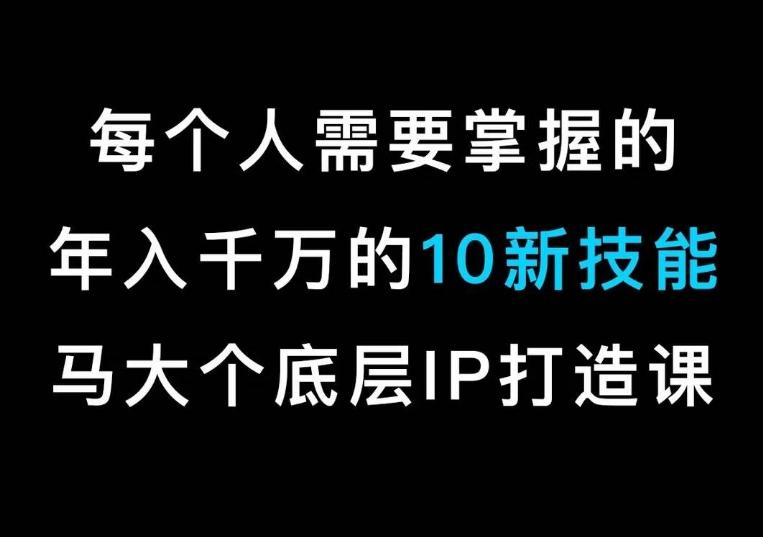马大个的IP底层逻辑课，​每个人需要掌握的年入千万的10新技能，约会底层IP打造方法！-云创网