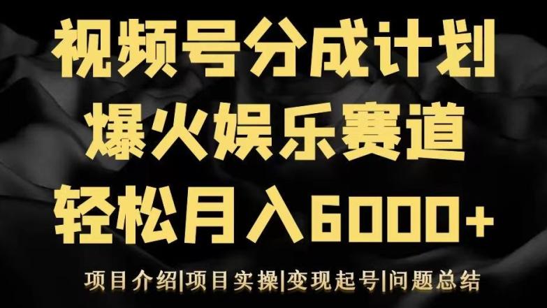 视频号创作分成计划之娱乐赛道轻松日入500+-云创网