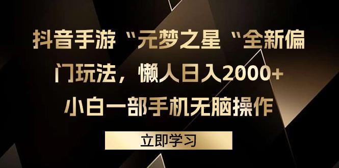 (9456期)抖音手游“元梦之星“全新偏门玩法，懒人日入2000+，小白一部手机无脑操作-云创网