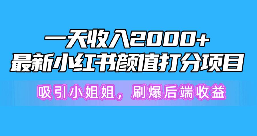 一天收入2000+，最新小红书颜值打分项目，吸引小姐姐，刷爆后端收益-云创网