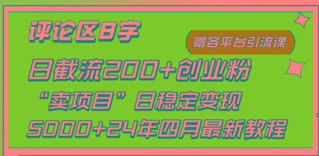 (9851期)评论区8字日载流200+创业粉  日稳定变现5000+24年四月最新教程！-云创网