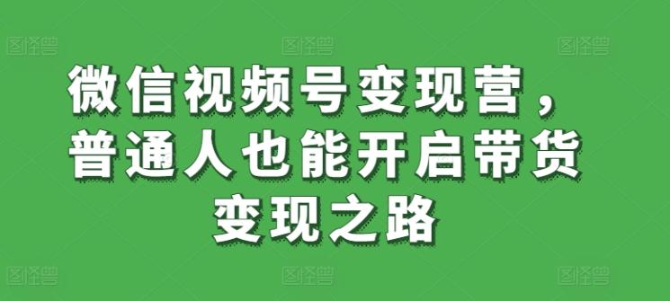 微信视频号变现营，普通人也能开启带货变现之路-云创网
