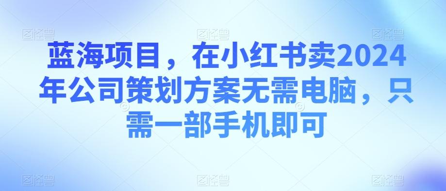 蓝海项目，在小红书卖2024年公司策划方案无需电脑，只需一部手机即可-云创网