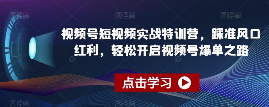 视频号短视频实战特训营，踩准风口红利，轻松开启视频号爆单之路-云创网