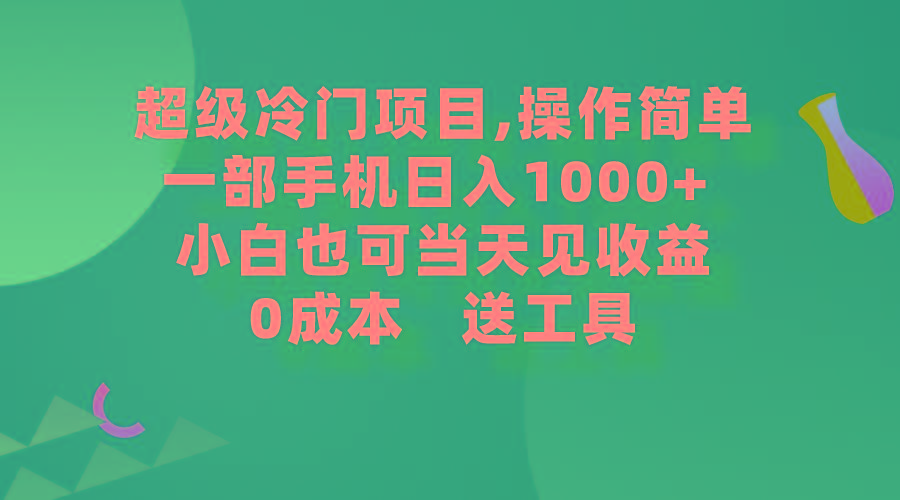 (9291期)超级冷门项目,操作简单，一部手机轻松日入1000+，小白也可当天看见收益-云创网
